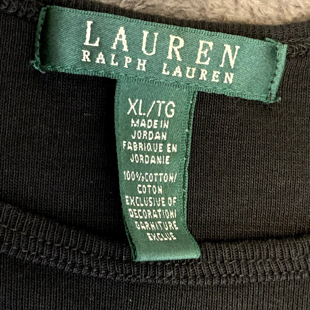 Lauren by Ralph Lauren 100% Cotton Black Short Sleeve Women's T Shirt Size XL - Picture 2 of 7